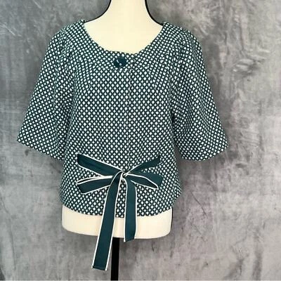 Anthropologie Elevenses Women Sz 10  Cropped Tweed Front Tie Blazer Jacket - Image 1 of 4