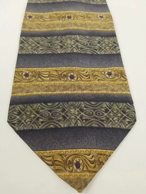 Corbata STAFFORD EXECUTIVE Para Hombre 100% Seda Gris Tiras Geométrica Clásica 60" Foto 1 de 4