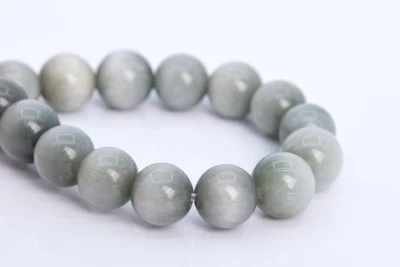 Cuentas sueltas redondas de 7 mm de crisoberilo gris natural genuino ojo de gato 7" Foto 1 de 3