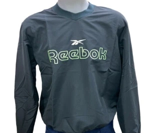 Reebok Big Logo Black & Lime Green Windbreaker Pullover Mens M NWT  - Picture 1 of 2