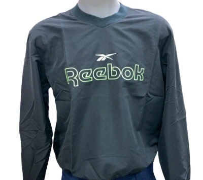 Pullover cortavientos Reebok Big Logo negro y verde lima para hombre M nuevo con etiquetas  Foto 1 de 2