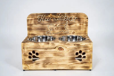 Hundebar XXL 2x1600mL Hundebar Futterbar Napfhalter mit Rückwand große Hunde - Bild 1 von 4