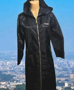 VTG NICE CLAUP Long Coat, Black , Size Small, Attached Hood, Full Zip, Gothic - Picture 1 of 22