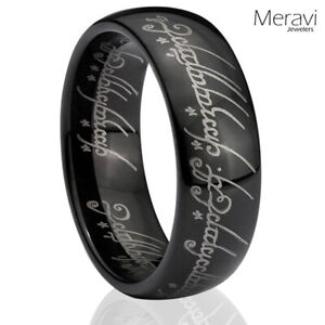 Tungsten Rings for Men Lord of the Celtic Rings Black Ring One Ring Mens Rings