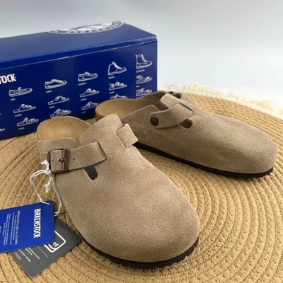 Birkenstock Boston Taupe Suede Leather Soft Footbed -Size 37-45 New W/ Box - Image 1 of 4