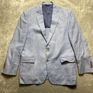 Brooks Brothers Regent Solbiati Blau Reines Leinen Herren Blazer 40 S - Bild 1 von 12