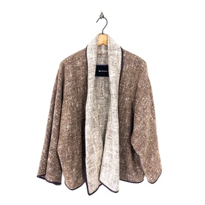 Kiton braune Wolle Alpaka Brosche Verschluss Strickjacke Jacke-Größe 14 IT 46 - Bild 1 von 15