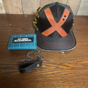 My Hero Academia MHA Bakugo Katsuki Snapback Cap Hat Cosplay Funimation & wallet - Picture 1 of 11