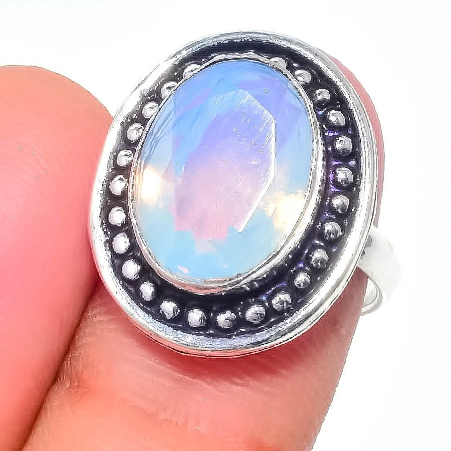 Fire Opals Gemstone 925 Sterling Silver Jewelry All Size Ring For Gift - Image 1 of 1