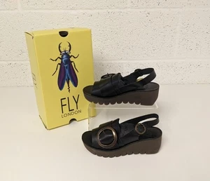Fly London Bridle Leather Sandals Shoes Wedges Buckle - Size 36 / UK 3 - Picture 1 of 10