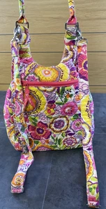 Vera Bradley rosa Blumen Clementine gesteppter Rucksack Beuteltasche - SAUBER - Bild 1 von 6