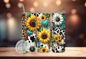 20 OZ. Vaso de acero inoxidable floral de girasol - Imagen 1 de 1