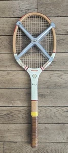 ⚪ Alter Tennisschläger aus Holz und Leder DUNLOP Alpha Vintage Deko Retro - Bild 1 von 11