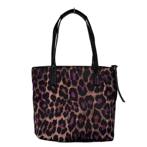 COACH Leopard Print Tote Bag Purple Brown Purse Handbag Designer Ocelot Tote - Picture 1 of 7