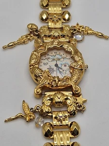 Kirks Folly Mermaid Treasure Map Fantasy Gold Tone Charm Wrist Watch As Is - Picture 1 of 19