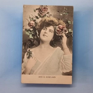 Edwardian Actress Postcard 1905 Miss Gaynor Rowland Rose Bush Wistful - Picture 1 of 2