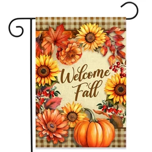 Briarwood Lane Welcome Fall Flowers Double-Sided Garden Flag - Picture 1 of 4
