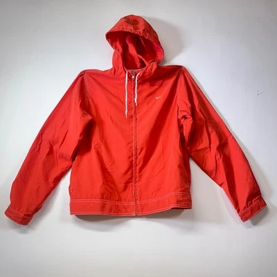 Nike Windbreaker Jacket Full Zip Hooded Orange Lightweight Athletic Coat - Image 1 of 4