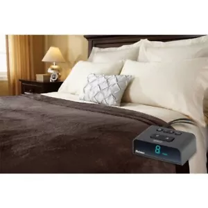 NEW Holmes Sunbeam Velvet LUXURY Plush Electric Heated Blanket Queen - BROWN - Picture 1 of 5