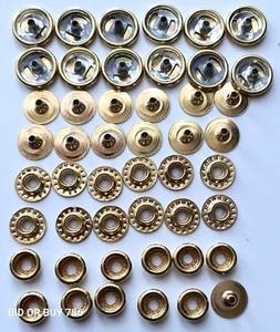 Large Press Studs Poppers Snap Fasteners Gold Colour 15mm - Picture 1 of 4
