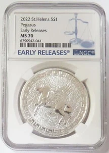 2022 SILVER ST. HELENA 1 POUND PEGASUS NGC MINT STATE 70 EARLY RELEASES - Picture 1 of 2