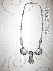 Art Deco Collier - Geschliffenes Rauchglas - antik - Bild 1 von 6