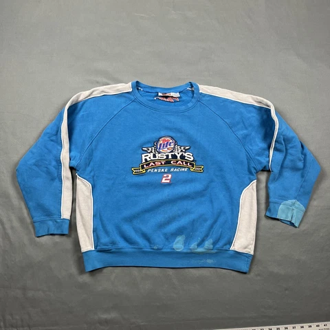 Vintage Penske Racing Rusty’s Last Call 2005 Crewneck Blue Large Thrashed VTG Cover
