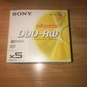 Sony Lot de 5 DVD+RW 2x vitesses 4,7 Go réenregistrables dans étui bijou DMW47A2 *neuf dans sa boîte* - Photo 1/11