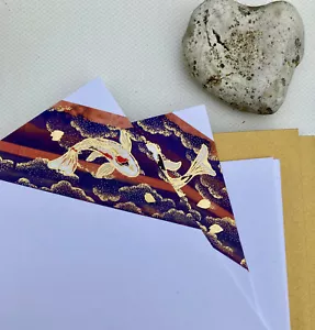 HN5 Notecard set;hand decorated A6; Japanese theme;10 cards; gold envelopes;gift - Picture 1 of 11