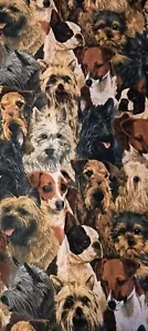 Dog Breeds Polished Cotton Fabric 32" x 42" Wide Robert May V.I.P. Cranston - Picture 1 of 4