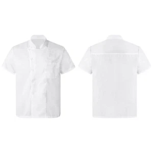 Womens Mens Chef Coat Jacket Short Sleeve Restaurant Hotel Cook Uniform Shirt - Picture 1 of 35
