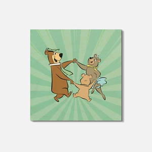 Yogi Bär Cartoon Boo Boo Cindy 4" x 4" Quadratische Holzuntersetzer - Bild 1 von 3