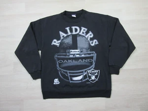 Vintage Oakland Raiders Sweatshirt Mens (L) Black Crew Neck Riddell Big Helmet - Picture 1 of 9