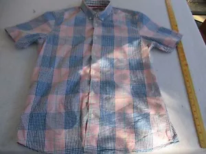 Cigar Box Pink Blue Plaid button up Shirt Sz M - Picture 1 of 5