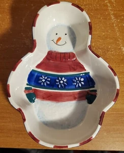 St. Nicholas Square Snowman bowl, 6 1/2" x 5" x 2", Christmas, 1998, Excellent - Picture 1 of 9