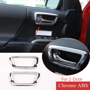 Chrome ABS Interior Door Handle Bowl Trim Fit For Toy@ta Tacoma 2016-2020 2-Door - Picture 1 of 12