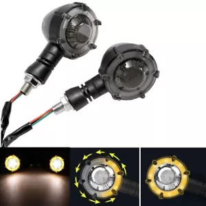 2x Luz LED de giro para motocicleta blanca/ámbar para Harley Bobber Café Racer - Imagen 1 de 12
