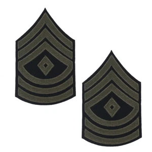 Pair of First Sergeant Stripes Olive -WW2 Repro Rank American Patch Army SGT New - Picture 1 of 2