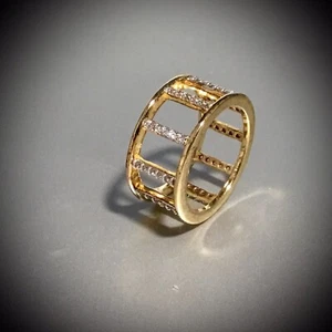 NUEVO CON ETIQUETAS ANILLO FREIDA ROTHMAN RADIANCE ORO 14K PLATA ESTERLINA BANDA ABIERTA CIRCONITA - 6 - Imagen 1 de 8