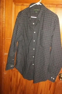 Men's Ralph Lauren Classic Fit Green Plaid Long Sleeve Shirt 17 NON Iron EUC - Picture 1 of 4