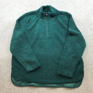 Banana Republic Sweater Womens XL Green Deep Pile Sherpa 1/4 Zip NWT 43037