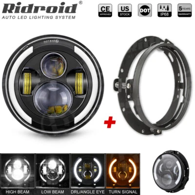 7" inch LED Headlight +7" Round Bracket  Mount Ring  For Harley-Davidson Touring - Image 1 of 4