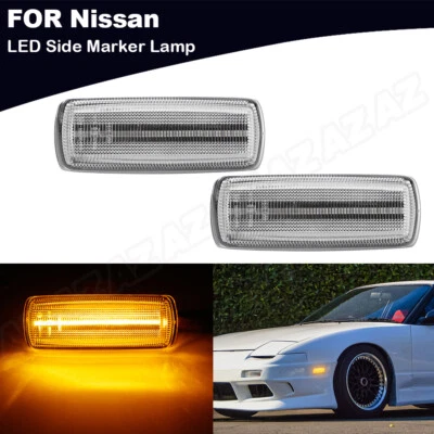 Clear Lens Amber Full LED Side Marker Lights For 1989-1998 Nissan 180SX S13 - Image 1 of 4