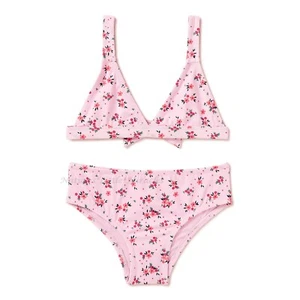 NWT Pink Floral Bikini Swimsuit Girls Size 7/8- 16 THEME by Ariella 2 Piece Swim - Picture 1 of 5