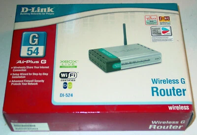 Wireless Router D-Link Model DI-524 Air Plus 802.11g/2.4Hz 54 Mbps CAT5 Cable CD - Image 1 of 4