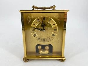 * TISCHUHR DREHPENDEL HETTICH QUARZ GOLD MESSING WEST GERMANY 80ER - Bild 1 von 7