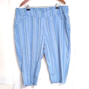Alia Stretch Blue Stripe Midrise Capri Pants Size 24W - Picture 1 of 5