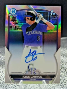 2023 Bowman Chrome Cole Carrigg #CDA-CC Refractor Auto /499 - Rockies - Picture 1 of 3