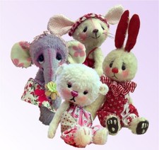 Soft toy teddy bear, rabbit, mouse or elephant sewing patterns. One or All