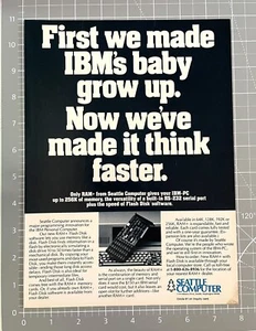 Seattle Computer Print Ad 1982 Vintage Computing Advertisements - Picture 1 of 2